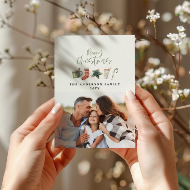 Cartão De Notas budget Christmas cookie 1 photo candy cane Holiday (Criador carregado)