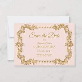 Cartão De Notas BUDGET Elegante Blush Dourado Frame Rosa Quinceane
