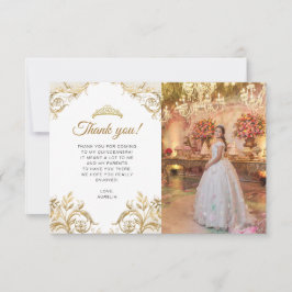 Cartão De Notas BUDGET Foto Dourada Elegante Quinceañera