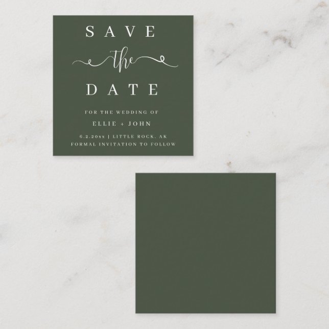 Cartão De Notas BUDGET Olive Green Weding the Date Card (Frente/Verso)