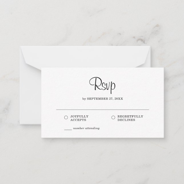 Cartão De Notas BUDGET Simple Elegant Rustic RSVP Casamento (Frente)