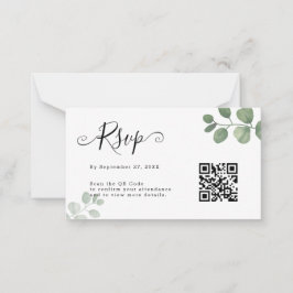 Cartão De Notas BUDGET Simples Eucalyptus Código QR Casamento RSVP