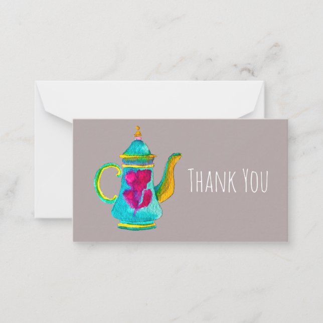 Cartão De Notas Bule de chá com aquarela turca (Frente)