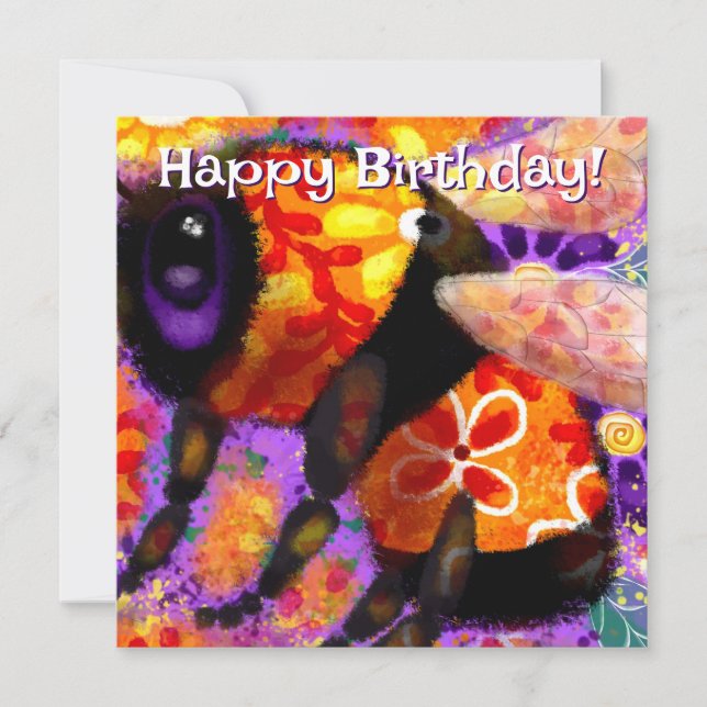 Cartão De Notas Bumble Bumble Floral Orange Red Yellow (Frente)