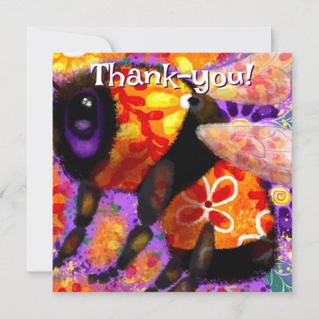 Cartão De Notas Bumble Bumble Floral Orange Red Yellow (Frente)