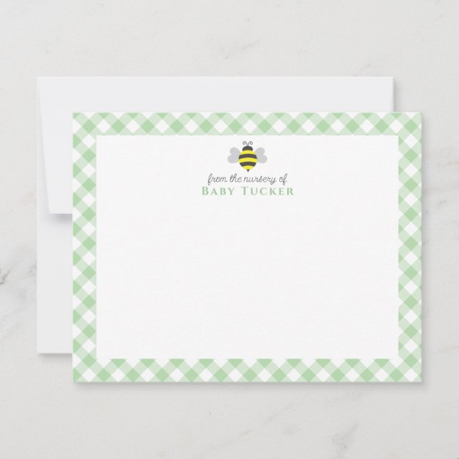 Cartão De Notas Bumblebee Preppy New Baby Stationery Obrigado (Frente)