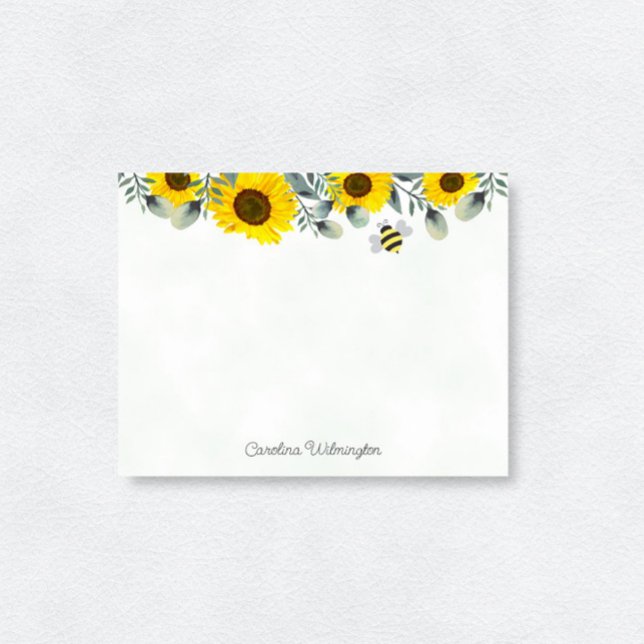 Cartão De Notas Bumblebee Sunflower Eucalyptus Stationery (Criador carregado)
