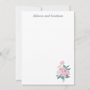 Cartão De Notas Buquê de Flor Rosa Personalizado