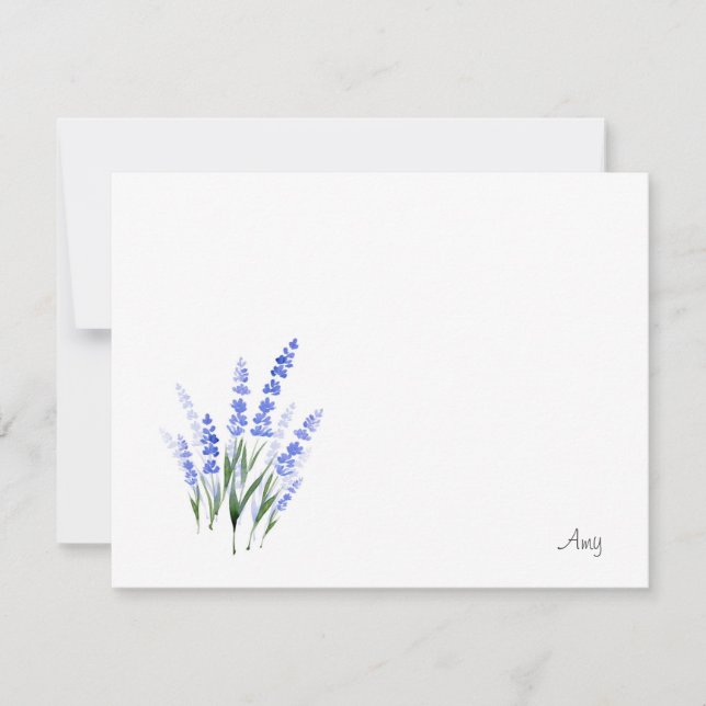 Cartão De Notas Buquê de Lavanda de Aquarela (Frente)