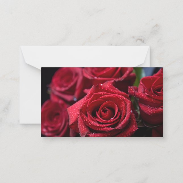 Cartão De Notas Buquê de Rosas vermelhas Fresco com Largas de Moed (Verso)