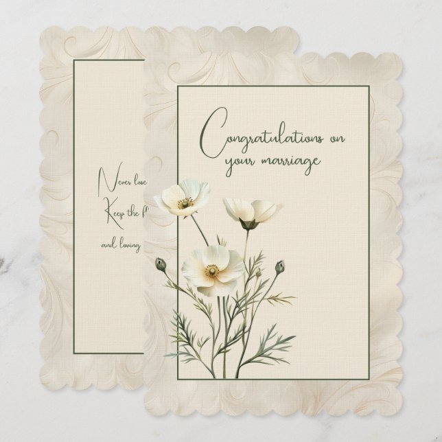 Cartão De Notas Buquê floral de casamento de congratulações (Frente/Verso)