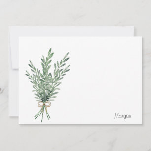 Cartão De Notas Buquê Rosemary de Aquarela com Arco de Juta