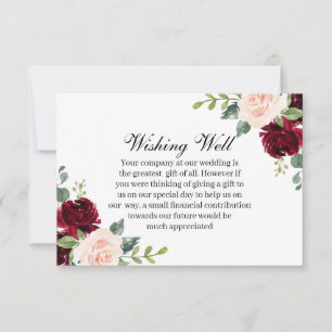 Cartão De Notas Burgundy Blush Floral Casamento Desejando Bem
