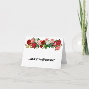 Cartão De Notas BURGUNDY FLORAL   ROSA GARLAND FLOWE Personalizado