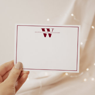 Cartão De Notas Burgundy Modern Monograma - Casal