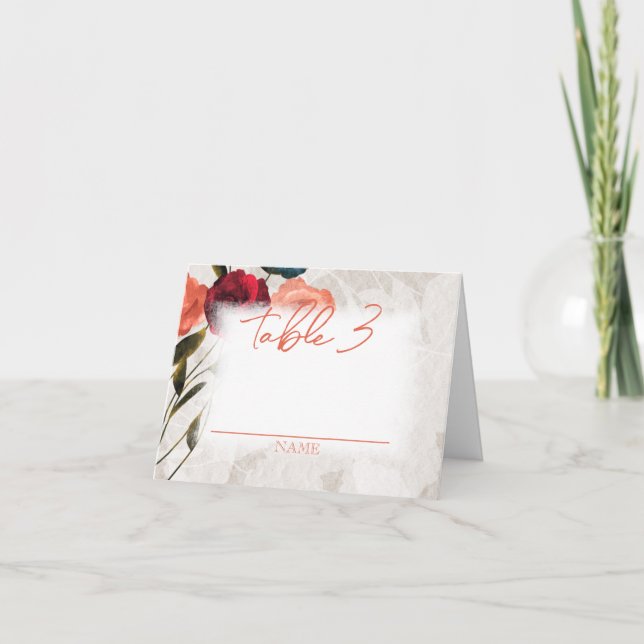 Cartão De Notas Burgundy, Rosas de Pêssego Dobraram o Nome da Mesa (Frente)