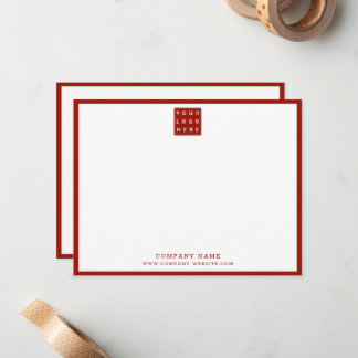 Cartão De Notas Business Logo Company Name Red Border Note Card