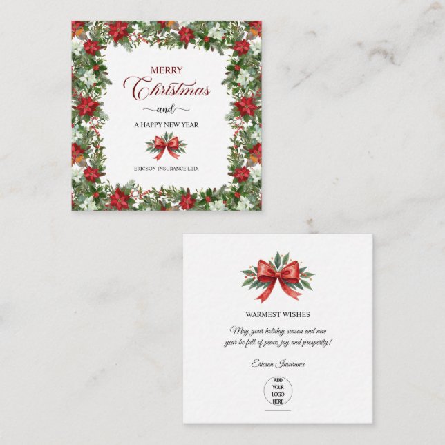 Cartão De Notas Business Logo Merry Christmas Thank You Card   (Frente/Verso)