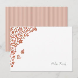 Cartão De Notas Butterfly Garden Dusty Peach Stripe