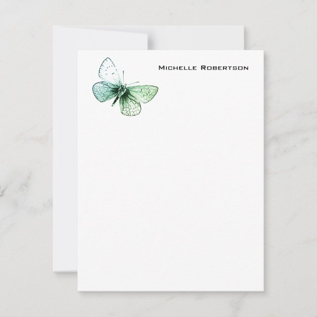 Cartão De Notas Butterfly Professional Minimalist Plain Modern (Frente)