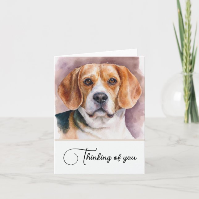 Cartão De Notas Cachorro Beagle Personalizado Pensando Em Você (Frente)