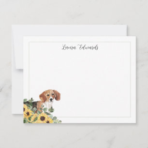 Cartão De Notas Cachorro Cachorro Girassol Eucalyptus Personalizad