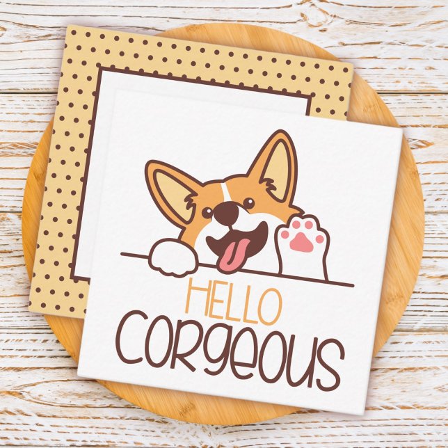 Cartão De Notas Cachorro Corgi Olá Fofo (Criador carregado)