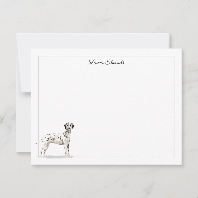 Cartão De Notas Cachorro Dálmata Borda Cinza Personalizada (Frente)