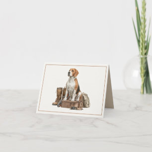 Cartão De Notas Cachorro de Caça em Aquarela Estilo Vintage
