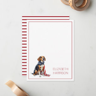 Cartão De Notas Cachorro Patriótico Personalizado de 4 de Julho