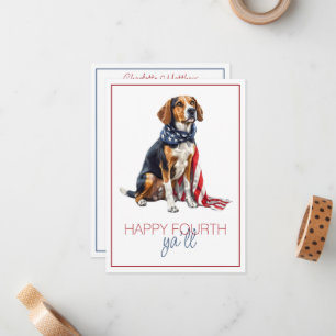 Cartão De Notas Cachorro Patriótico Personalizado de 4 de Julho