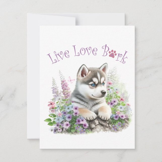 Cartão De Notas Cachorro rouco Mãe Floral (Frente)