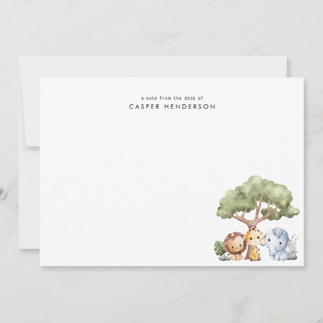 Cartão De Notas Cachorro Selvagem Safari Nome das Crianças (Frente)