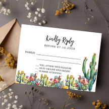 Cactus desert florals resposta ao casamento RSVP