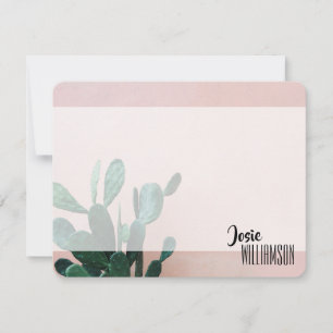 Cartão De Notas Cactus Rosa Moderno