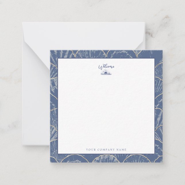 Cartão De Notas Cadeias Azul e Dourado (Frente)