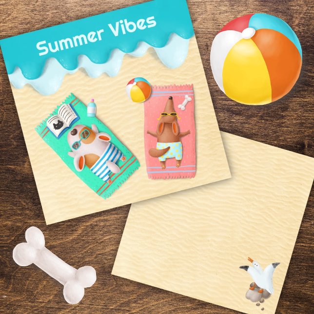 Cartão De Notas Cães em Beach Summer Vibes (Criador carregado)