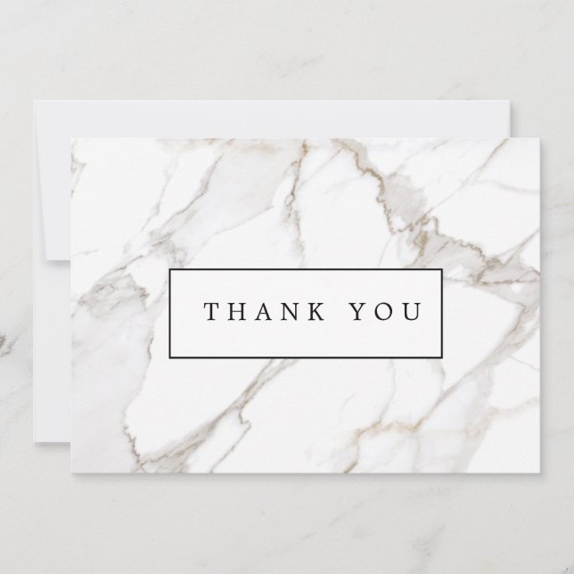 Cartão De Notas Calacatta White Marble Obrigado (Frente)