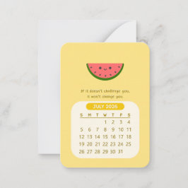 Cartão De Notas Calendário Mensal de Motivação Kawaii de Julho de 