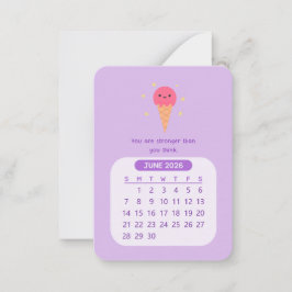 Cartão De Notas Calendário Mensal Kawaii Motivacional de Junho de 