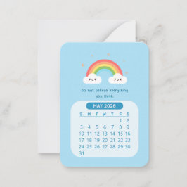 Cartão De Notas Calendário Mensal Motivacional Fofo Kawaii Maio de
