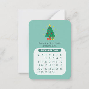 Cartão De Notas Calendário Mensal Motivacional Kawaii de Dezembro 