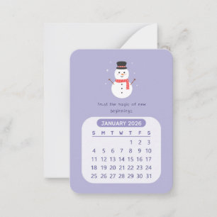 Cartão De Notas Calendário Mensal Motivacional Kawaii de Janeiro d