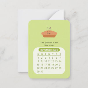 Cartão De Notas Calendário Mensal Motivacional Kawaii de Novembro 