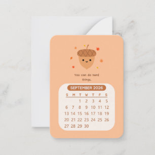 Cartão De Notas Calendário Motivacional Kawaii do Mês de Setembro