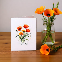 Cartão De Notas California Poppy Floral Blank Note Card