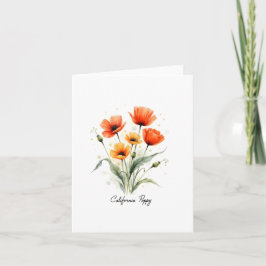 Cartão De Notas California Poppy Floral Blank Note Card