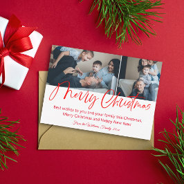 Cartão De Notas caligrafia de natal feliz 2 fotos colagem