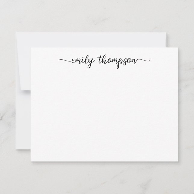 Cartão De Notas Caligrafia de Nome de Script de Swash Chic Elegant (Frente)