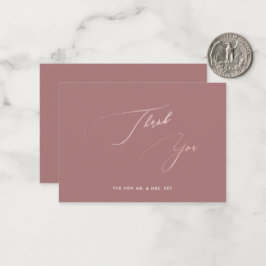 Cartão De Notas Caligrafia de Rosa de Dusty Elegante ArtsApp Obrig